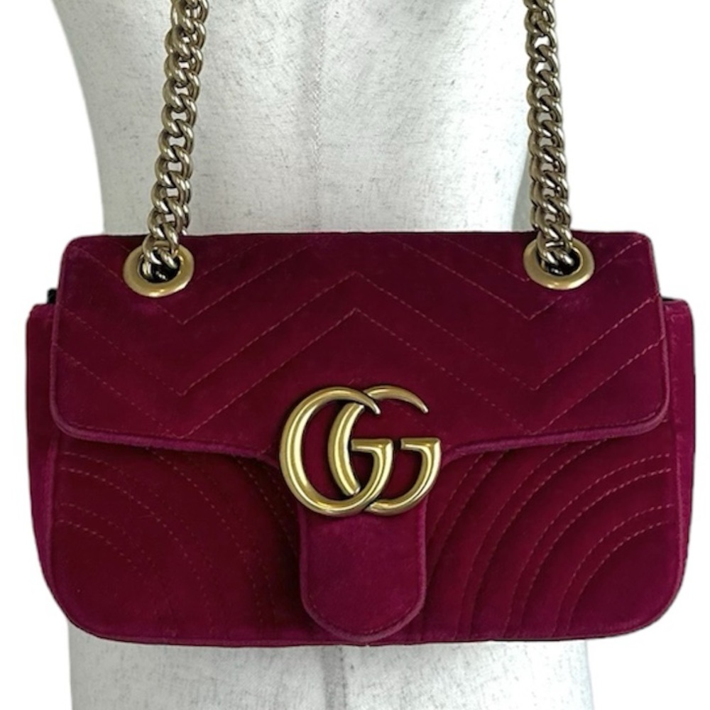 GUCCI GG Marmont velvet small bag Red Velour